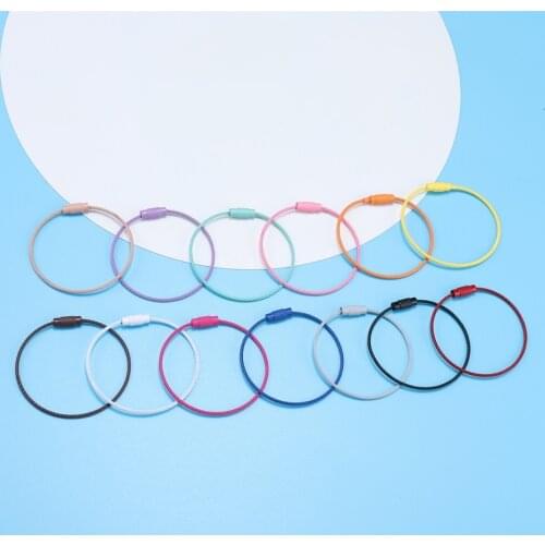 10pcs Colorful Stainless Steel Wire Keyring Circle Loop Camp Luggage Tag Keychain Cable Rope for DIY Jewelry Making Accessories