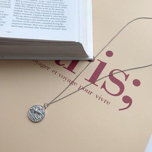 100% Authentic 925 Sterling silver Gold Portairt Pendant TWO-SIDE Coin Necklace FINE Jewelry TLX83