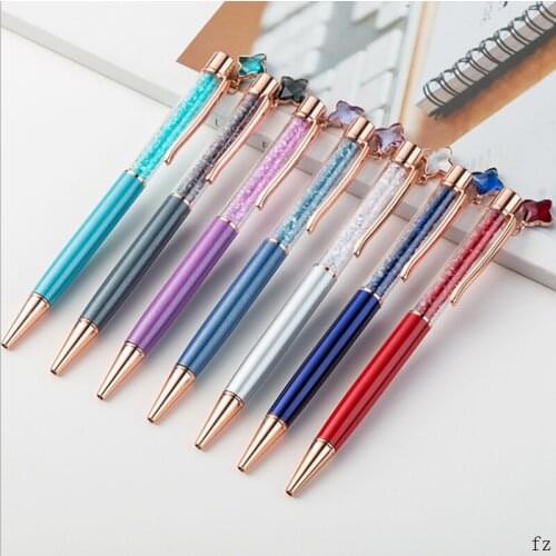 100 Pcs Crystal Ballpoint Pens Fashion Metal Pen Star Crystal Pendant Ball Pens Novelty Writing Supply Pen for School