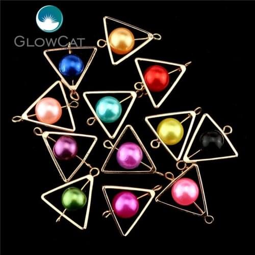 12PCs Handmade Colorful Charm Plastic Beads Hollow Triangle Transport Bead Diy Pendant For Jewelry Making Gift 22550