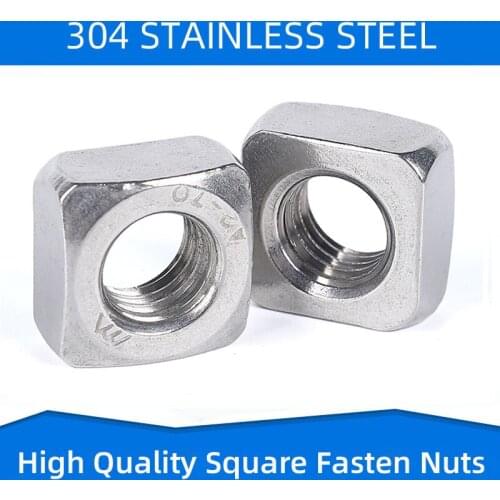 304 316 Stainless Steel Square Nuts Quadrate Nut Fasteners for M3 M4 M5 M6 M8 M10 M12