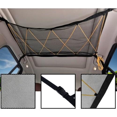Car Ceiling Storage Net Pocket - Universal Car Roof Interior Luggage Net Bag With Zipper, Trunk Storage Interior Accessories