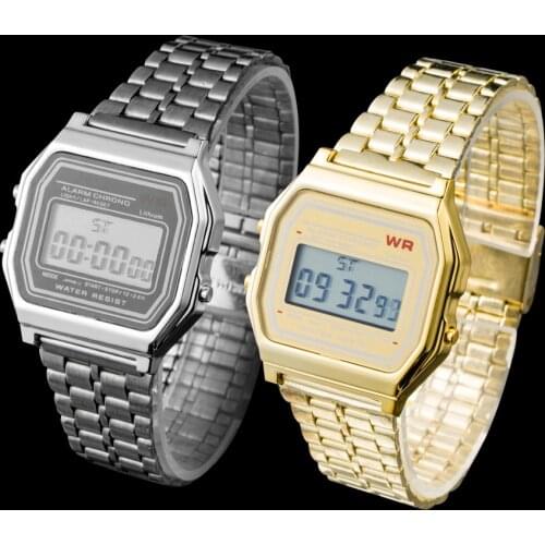 F91W Steel Strap Watches Women Watch Men Business Clock Multifunction LED Digtal Sports Wrist Watch Electronic Clock