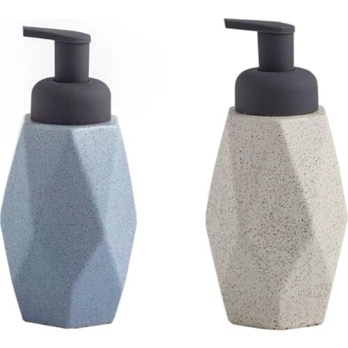 Bathroom Soap Dispenser, 440Ml Ceramic Shower Gel Bottle Handmade Soap Bottle Nordic Foam Milk Hydraulic Bottle