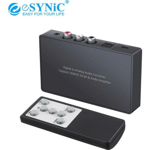ESYNiC 192kHz DAC Digital to Analog Audio Converter Coaxial Toslink to Analog Stereo L/R RCA 3.5mm Audio Adapter With IR Remote