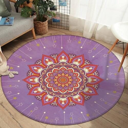Purple Round Carpet Nordic Mandala Style Gradient Colorful Rug For Living Room Bedroom Rugs Fur Large Size Hanging Basket Mat