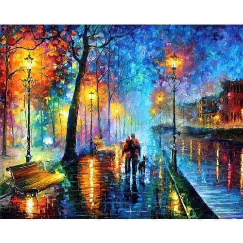 Night Street Scenery DIY Paint By Numbers for Adults Children HandPainted Oil Painting Home Decor Painting By Numbers Kits Gift