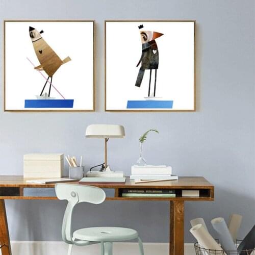 HAOCHU Creative Nordic Decoration Abstract Eyes Rowing Heart Mouse Canvas Painting Wall Poster Prints For Living Room Home Decor