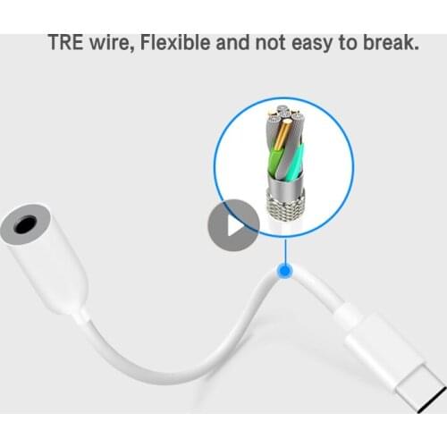 USB C To 3.5mm Headset/Earphone Jack Cable Adapter Type C 3.1 Male Port To 3.5 Mm Female Stereo Audio Headset Aux Connector