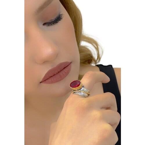 Authentic Hand Production Custom Design Ruby Stone 925 Silver Ring
