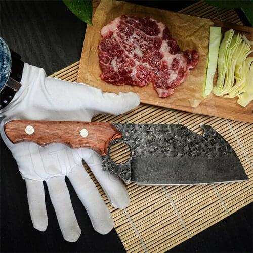 Handmade Forged High Carbon Steel Kitchen Knife Sharp Meat Cleaver Chef Butcher Knife Fish Filleting Knife Cooking Tools