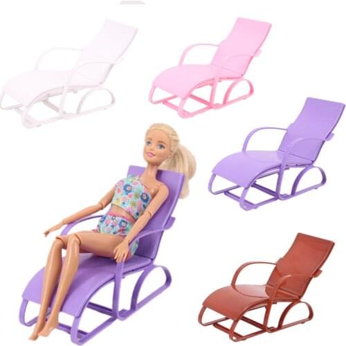 Doll Barbies Dollhouse Furniture Beach Lounge Chair For Barbies Doll Dream House Garden Beach Chair Doll Accessories​ Girl`s Toy