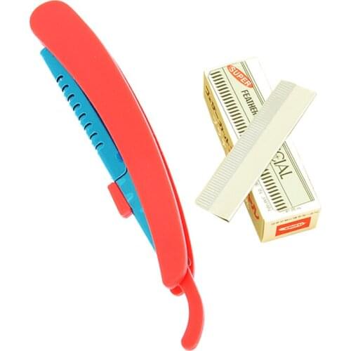 Meisha Salon Hairdressers Hair Cutting Razors Blades Mens Shaver Women Beauty Scraping Eyebrow Knife with 10Blades HC0010