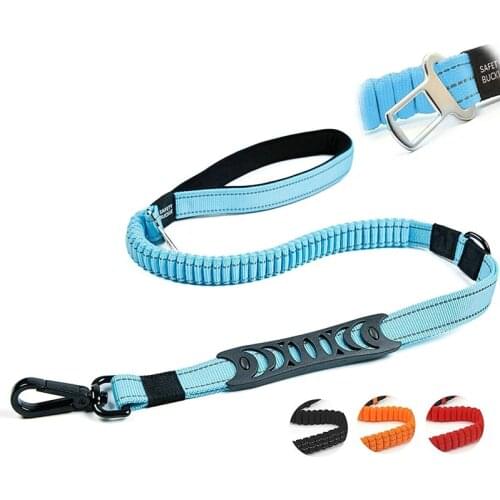 Multifunctional Heavy Duty Bungee Dog Leash Reflective Shock Absorbing Training Leash 2 Traffic Handle Dog Car Seat Belt