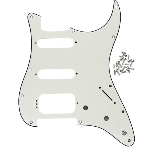FLEOR Electric Guitar Pickguard Strat HSS SSH Scratch Plate Ivory 3Ply with Screws for 11 Hole Strat Guitar Accessories