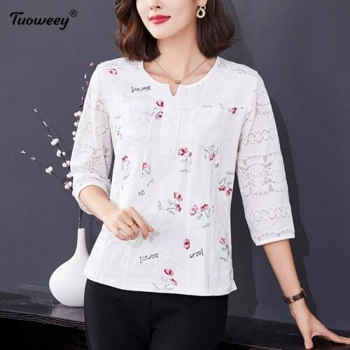 New Womens Tops Summer Blusas Mujer De Moda 2021 floral Ladies Short Sleeve O Neck White Womens Blouses Lace Shirts