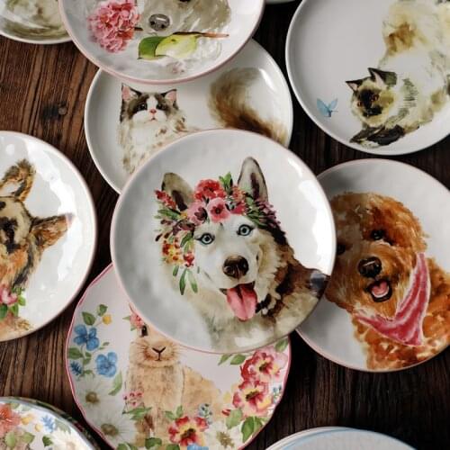 Dinner Plates Ceramic Tableware Creative Dishes and Plates Sets Cartoon Fruit Plate for Breakfast cake snacks dessert dinnerware