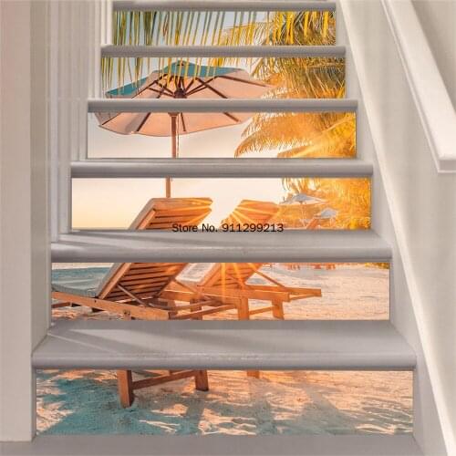 Beach Decorative Vinyl Wall Decals Mural Art Living Room Home Decor Stair Sticker Cover Nature Water House Decoration Poster