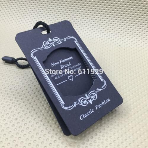 Custom clothing shape cutting black matte paper tag/price tag/garment printed labels/cardboard tag/brand name 1000 pcs a lot