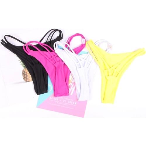 Sexy Brazilian Bikini Bottoms Women Cut Out Thong Cheeky Bikini Bottom Swimwear Women Bikini Tanga Lady Thong Swimsuit Pants