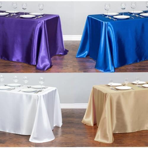 Multi Solid Color Rectangular Satin Tablecloth Table Cover Dining for Wedding Party Banquet Decoration Christmas Table Clothes