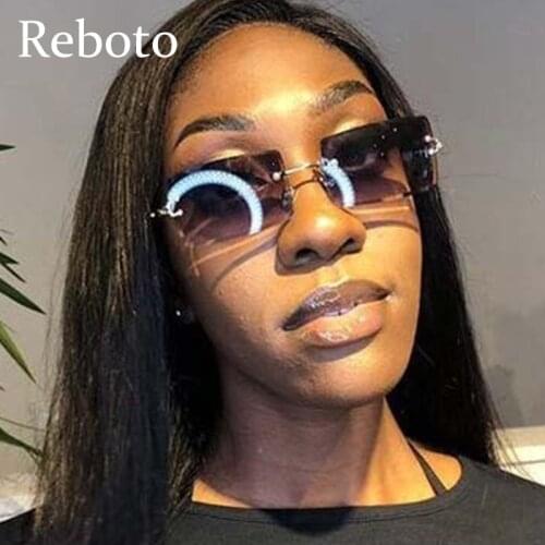 Square Rimless Gradient Women Brand Sunglasses Fashion Alloy Frame Vintage Feminine glasses s Sun glasses Female Shades