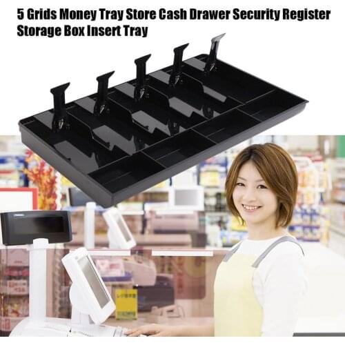 Super light 5 Grid Money Cash Coin Register Insert Tray Replacement Cashier Drawer Storage Cash Register Tray Box Classify Store