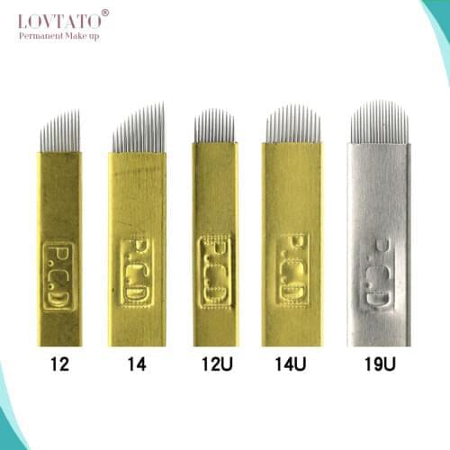 Hard PCD Tattoo needle Permanent Makeup Manual Eyebrow Tattoo Curved Blade Microbalding Needles agujas para bordar Dia 0.25mm
