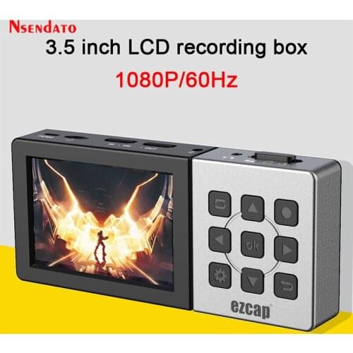 Ezcap273 1080P 60FPS HD Video Game Capture Recording Box with 3.5 inch Screen Built Speaker MIC Input Record Video to Micro SD