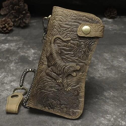 Chinese style real leather mens tiger Wallet