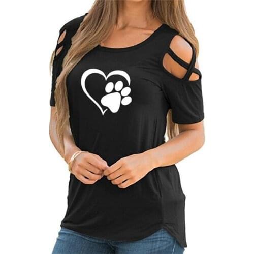 Summer Plus Size Harajuku heart Women Causal Strapless T-shirt Bear paw Tees Woman off shoulder tops Clothes Drop Shipping