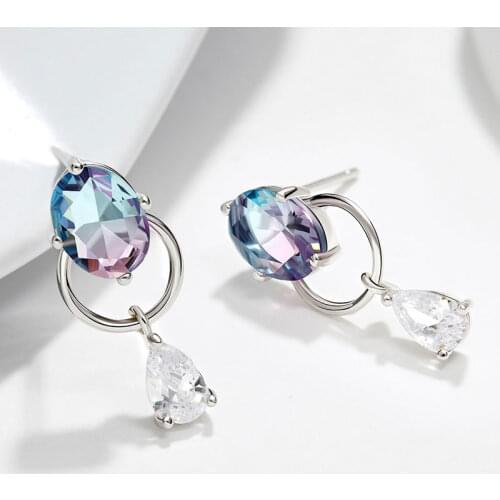 925 Sterling Silver Crystal Drop Earrings for Women Fine jewelry Christmas earrings Gift Wedding Jewelry