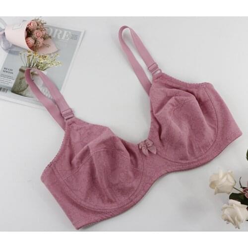 Pink Big Size Women Bra Full Cup Comfort Flower Underwear Print Minimizer Bra Lingerie Big Cup B C D DD E Size 36 38 40-52