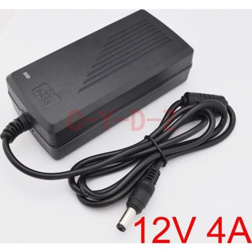 1pcs High quality 12V 4A AC 100V-240V Converter AdapterDC 12V 4A 48W Power Supply DC 5.5mm x 2.1mm-2.5mm for 5050/3528 LED Light