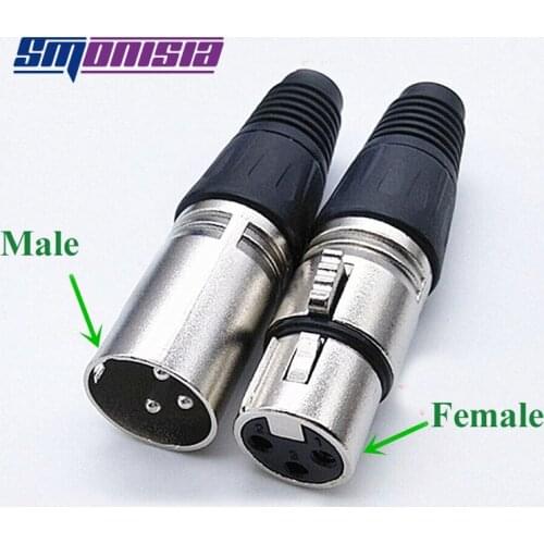 Smonisia 10pcs Black-cap 3-pin Cannon XLR Male/Female Plug for Microphone