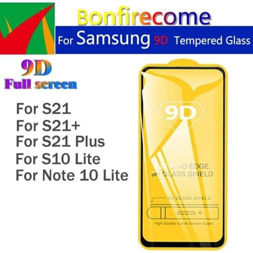 100Pcs\Lot 9D Full Curved Tempered Glass For Samsung S21 S21+ S21 Plus Screen Protector Film For S10 Lite Note 10 Lite