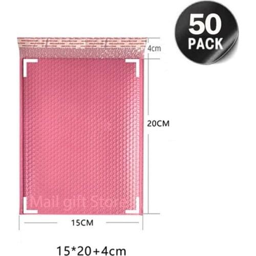 15x20cm 50pcs Pink Mailer Poly Pearl Envelope Bag For Bubble Envelope Mailer Office Packaging Padded Envelopes For Self