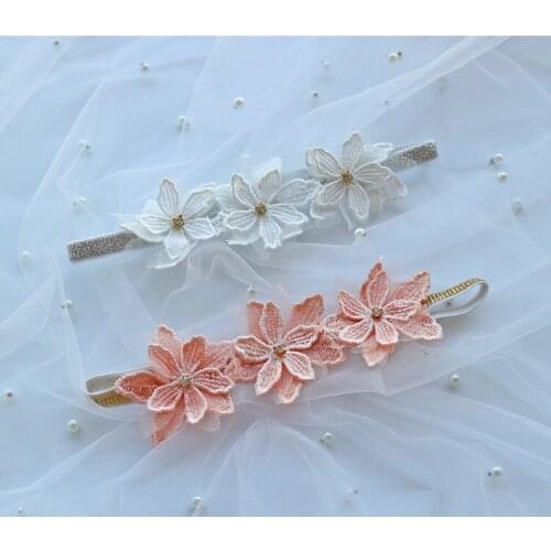 20 pcs/lot, Triple Lace Flower Headband, Baby Girls Wedding Headpiece, Hair Accessory