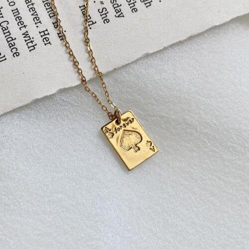 925 Silver Necklace Retro Original Heart A Heart Necklace Gold Playing Card Love Necklace Womens Punk Style pendant necklace