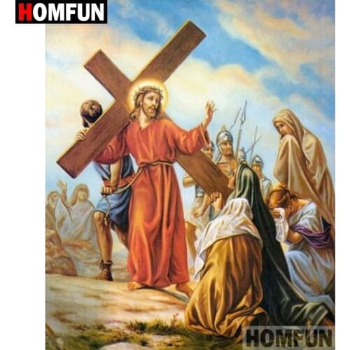 HOMFUN 5D DIY Diamond Painting Full Square/Round Drill "Religious Jesus" Embroidery Cross Stitch gift Home Decor Gift A09318
