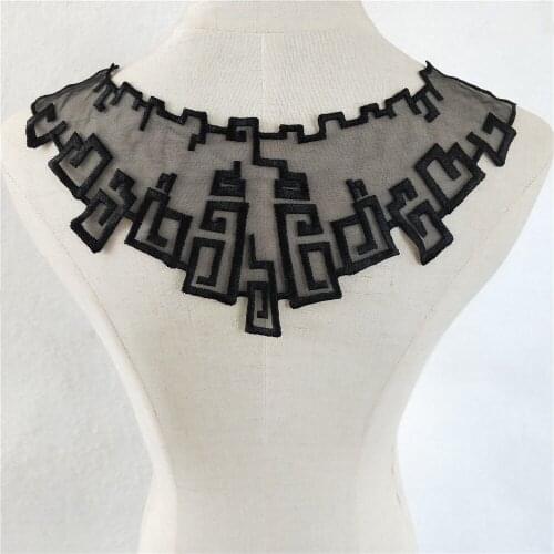 Embroidery Applique lace and ornament sewing Lace collar DIY Trim Organza Lace fabric Dress Accessories Black and White Supplies