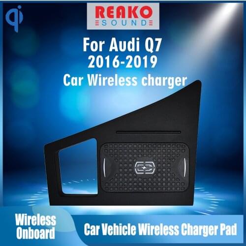 REAKOSOUND For Audi Q7 2016-2019 15W Qi Fast Charging Car Wireless Charger Android Phone Iphone Holder Magsafe Case Plate