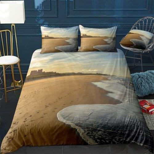 Bamburgh Castle Sunset Quilt Cover Pillowcase 3Piece Comforter Bedding Set With Pillow Case Single Double Duvet Cover