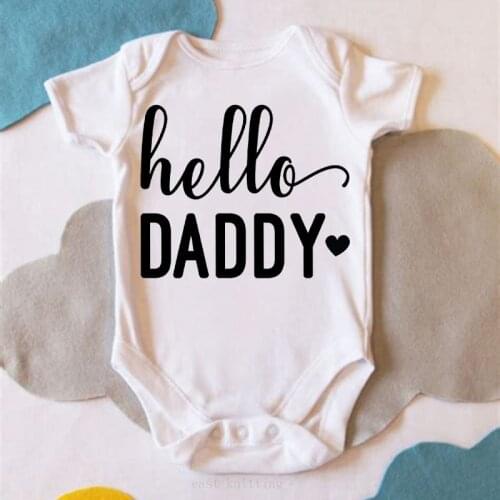 Hello Daddy Letters Printed Baby Onesies Infant Summer Fashion Short Sleeve Jumpsuit Newborn Girls Boys Lovely Bodysuits