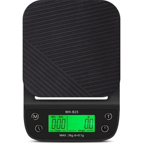 WeiHeng Electronic Drip Coffee kitchen Scale Timer 3kg 0.1g LCD Kitchen Baking Coffee Weight Balance With Bowl Drip Scale Timer