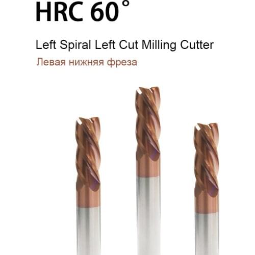 4 Flute Milling Cutter 2 4 6 8 10 12mm Left Hand Down Cutter Carbide Spiral End Mill For Stainless CNC Router Bit Tungsten Steel