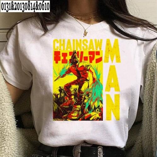 Hot Japanese Anime T Shirt Woman Chainsaw Man Manga Graphic Tees Funny Cartoon Pochita Makima T-shirt Unisex Tops Tshirt Male