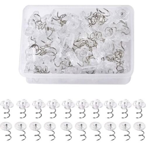 LMDZ Flat Head Upholstery Clear Twist Pins Couch Chair Sofa Headliner Repair Drapery Craft DIY Locating Pins with Storage Box