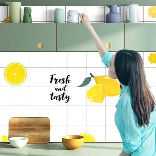 Oil Proof Sticker Self Adhesive Panel Kitchen Modern Aesthetic Waterproof Tile Stickers Creative Pegatinas Pared Home Decor DG50