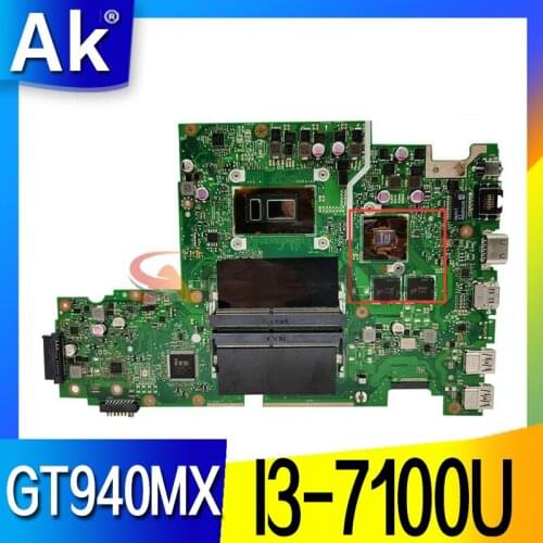 X542UF Motherboard For ASUS X542UR X542UQ X542UN A580U Laptop Motherboard notebook I3-7100U CPU GT940MX-2G original Test